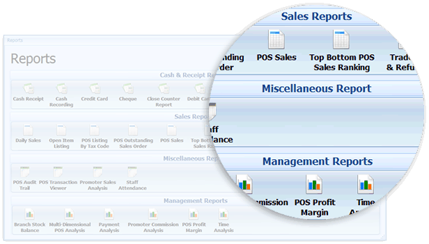 AutoCount POS reports screen
